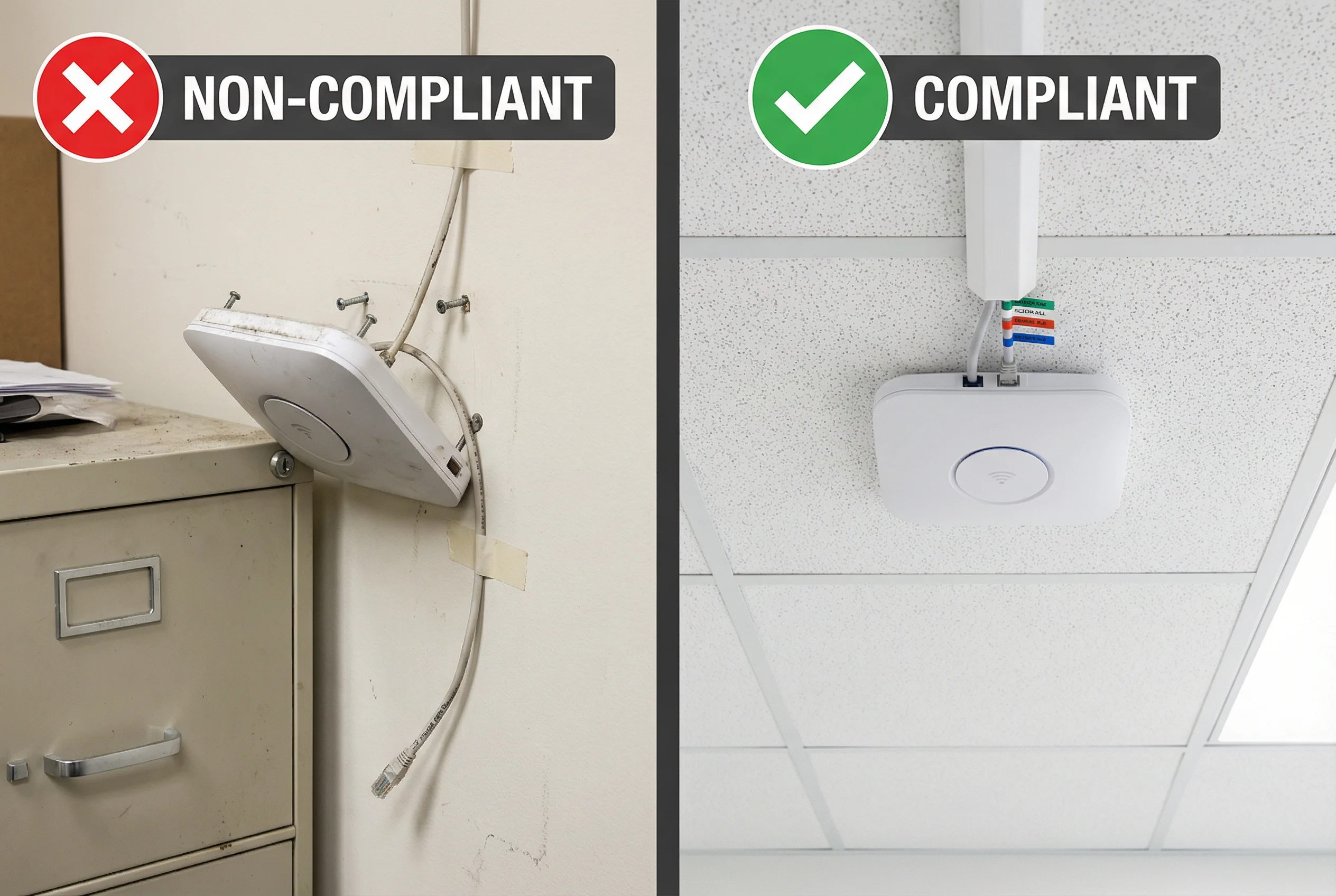 Installation Quality Comparison - Non-Compliant vs Compliant