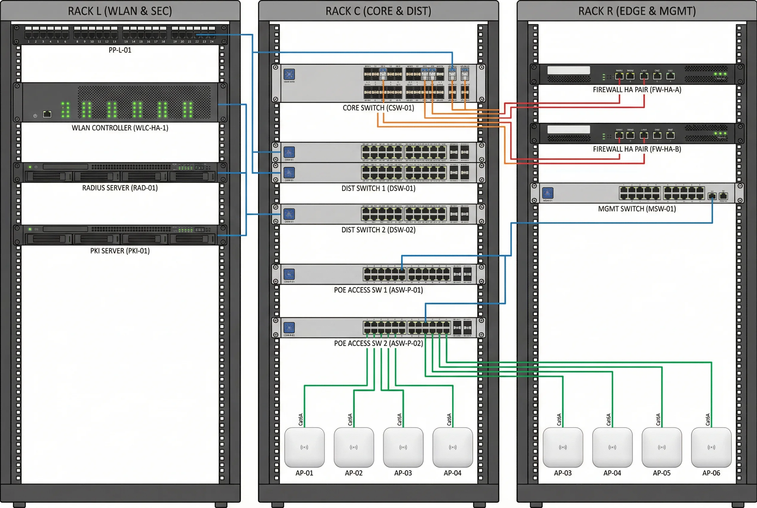 Equipment Rack and Device Wiring Diagram