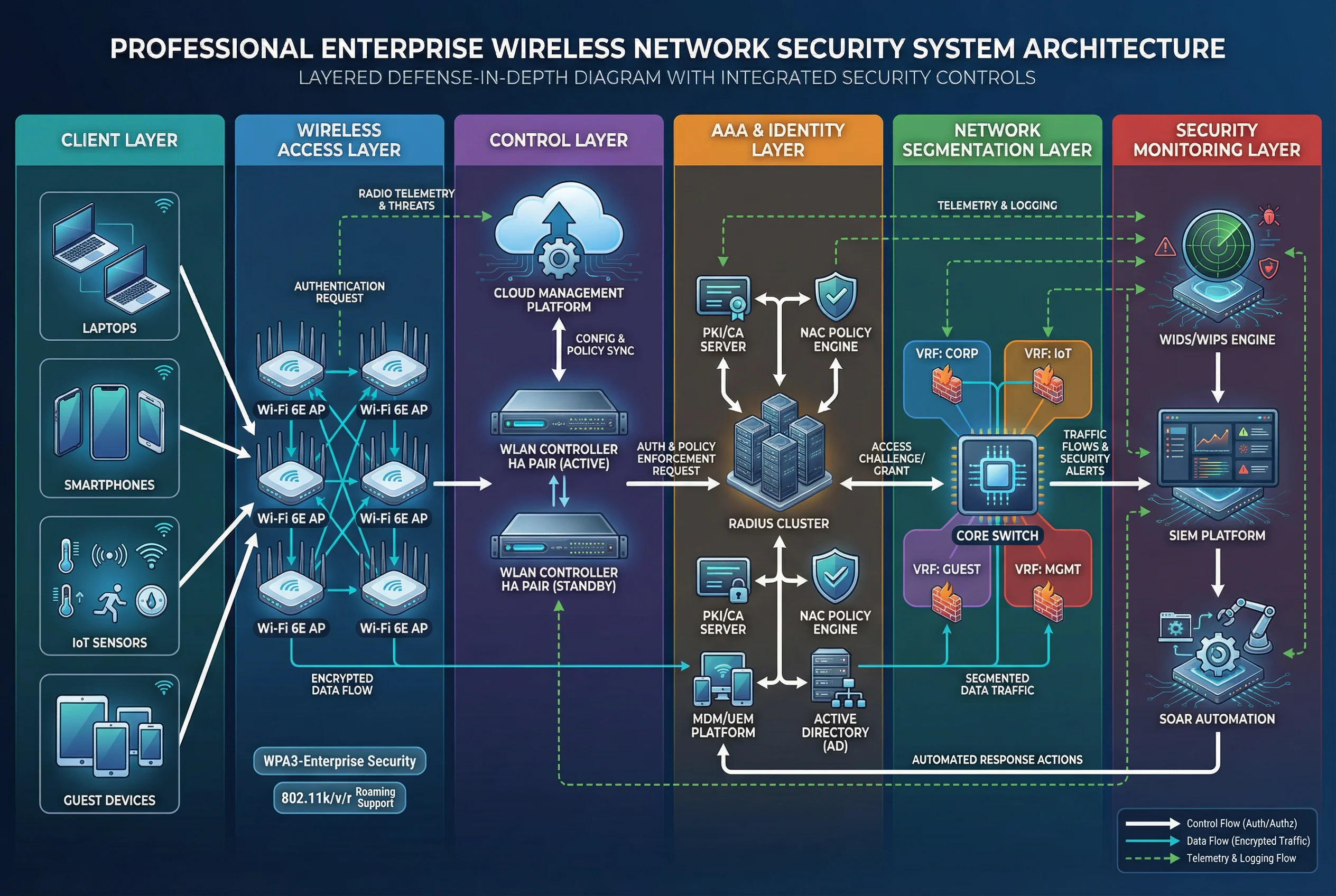 Wireless Network Security System Architecture Diagram